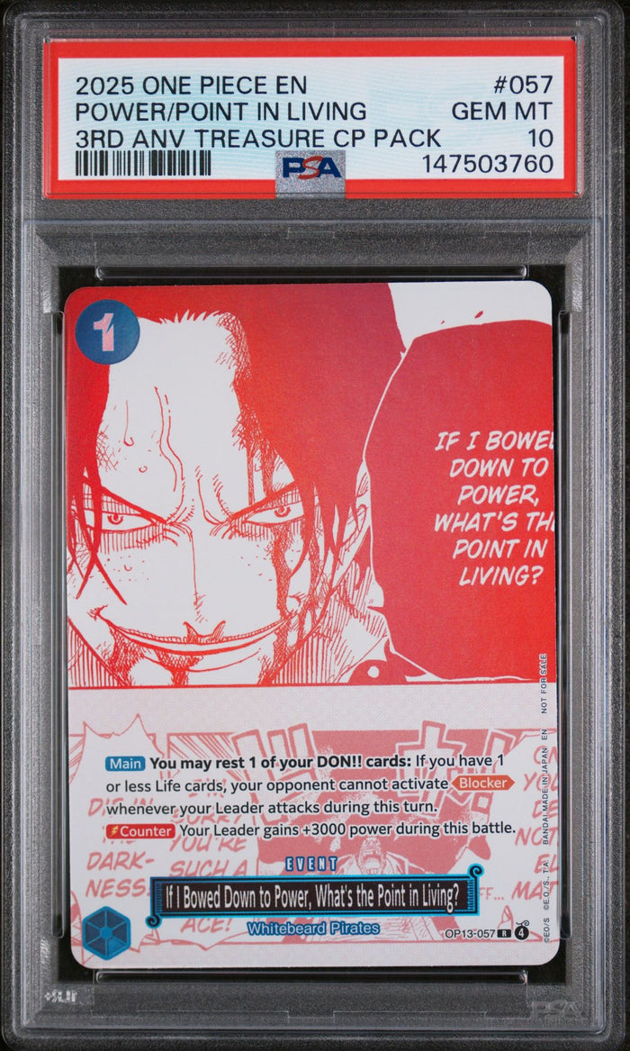 2025 One Piece 3rd Anniversary Treasure Pack #057 If I Bowed Down to Power PSA 10
