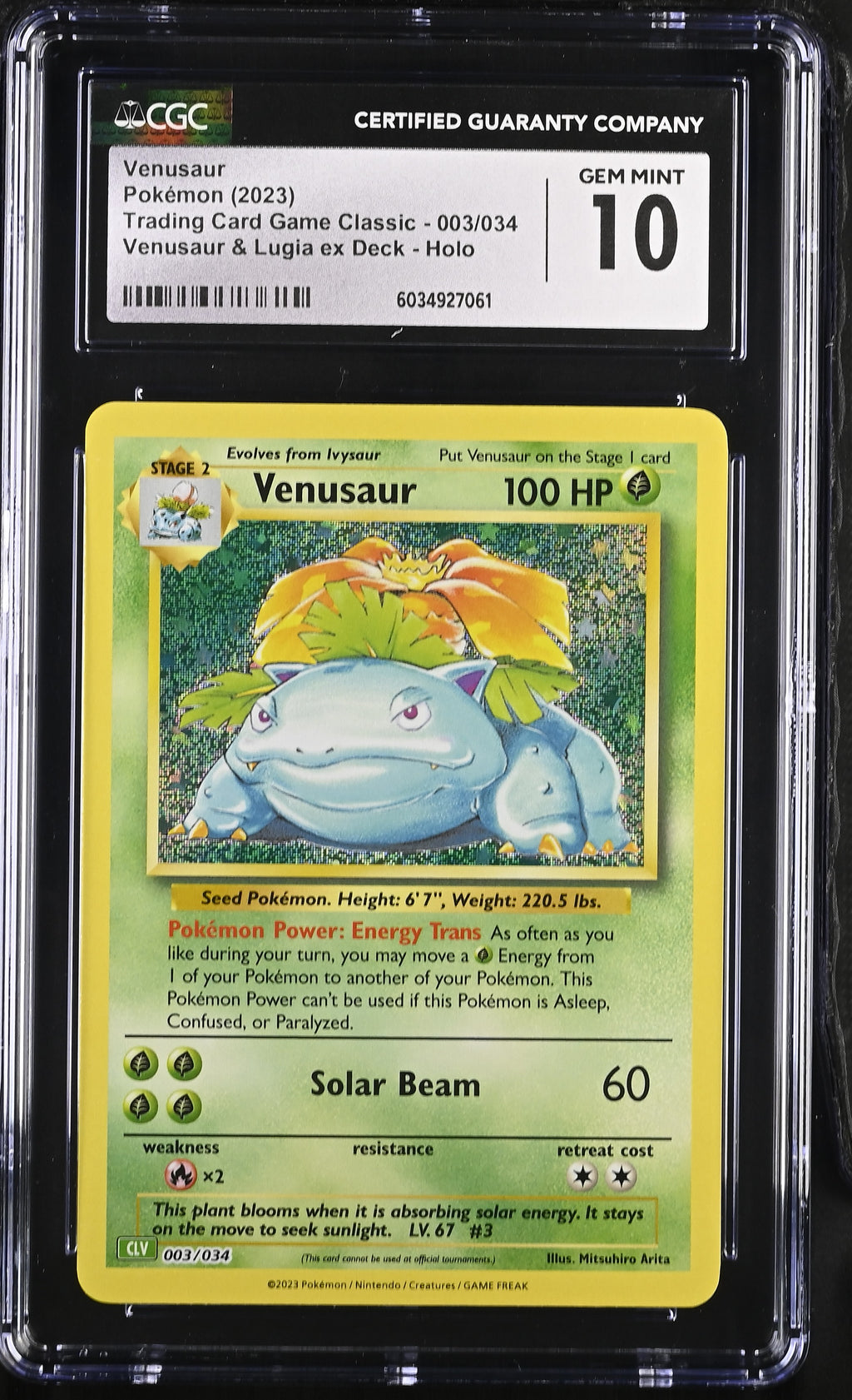 2023 Pokemon TCG Classic Venusaur 003/034 CGC 10 front