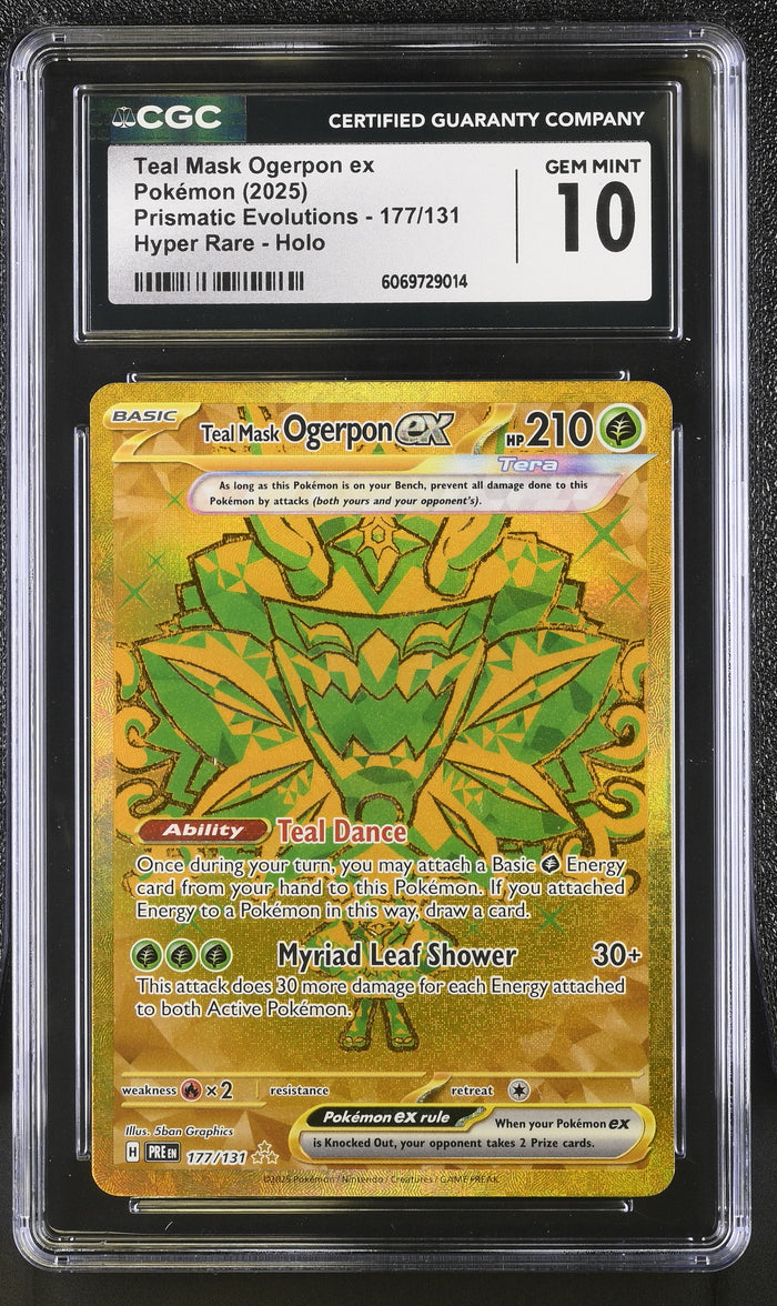2025 Pokemon Prismatic Evolutions #177 Teal Mask Ogerpon ex Hyper Rare CGC 10