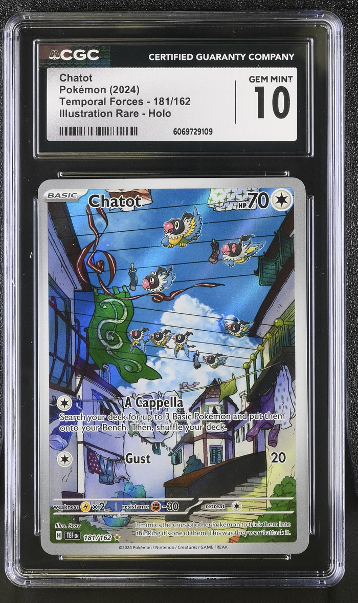 2024 Pokemon Temporal Forces #181 Chatot Illustration Rare CGC 10