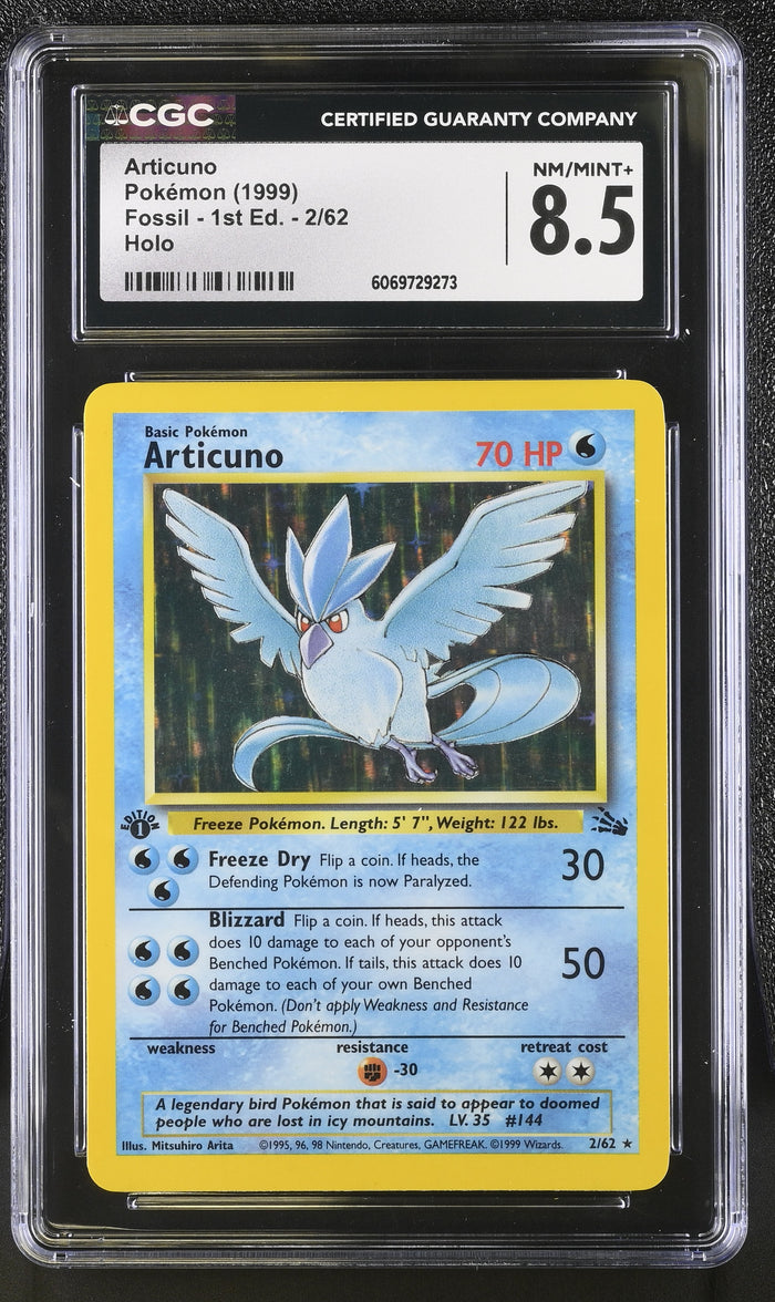 1999 Pokemon Fossil #2 Articuno 1st Edition Holo CGC 8.5