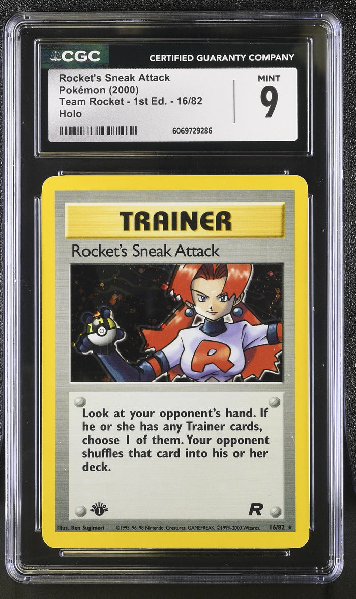 2000 Pokemon Team Rocket #16 Rocket's Sneak Attack 1st Edition Holo CGC 9