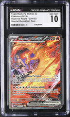 2025 Pokemon Destined Rivals #229 Team Rocket's Moltres ex Special Illustration Rare CGC 10 - front of slab