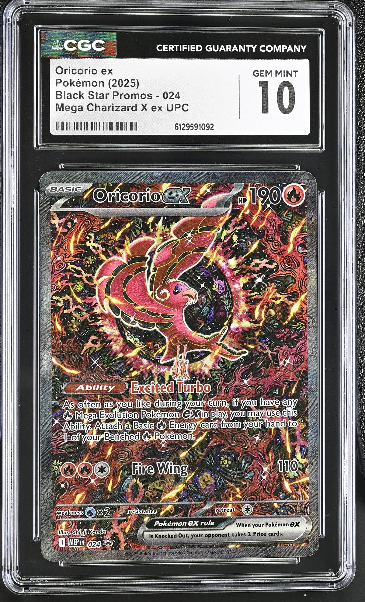 2025 Pokemon Mega Evolution Black Star Promo #024 Oricorio ex Promo CGC 10 - front of slab