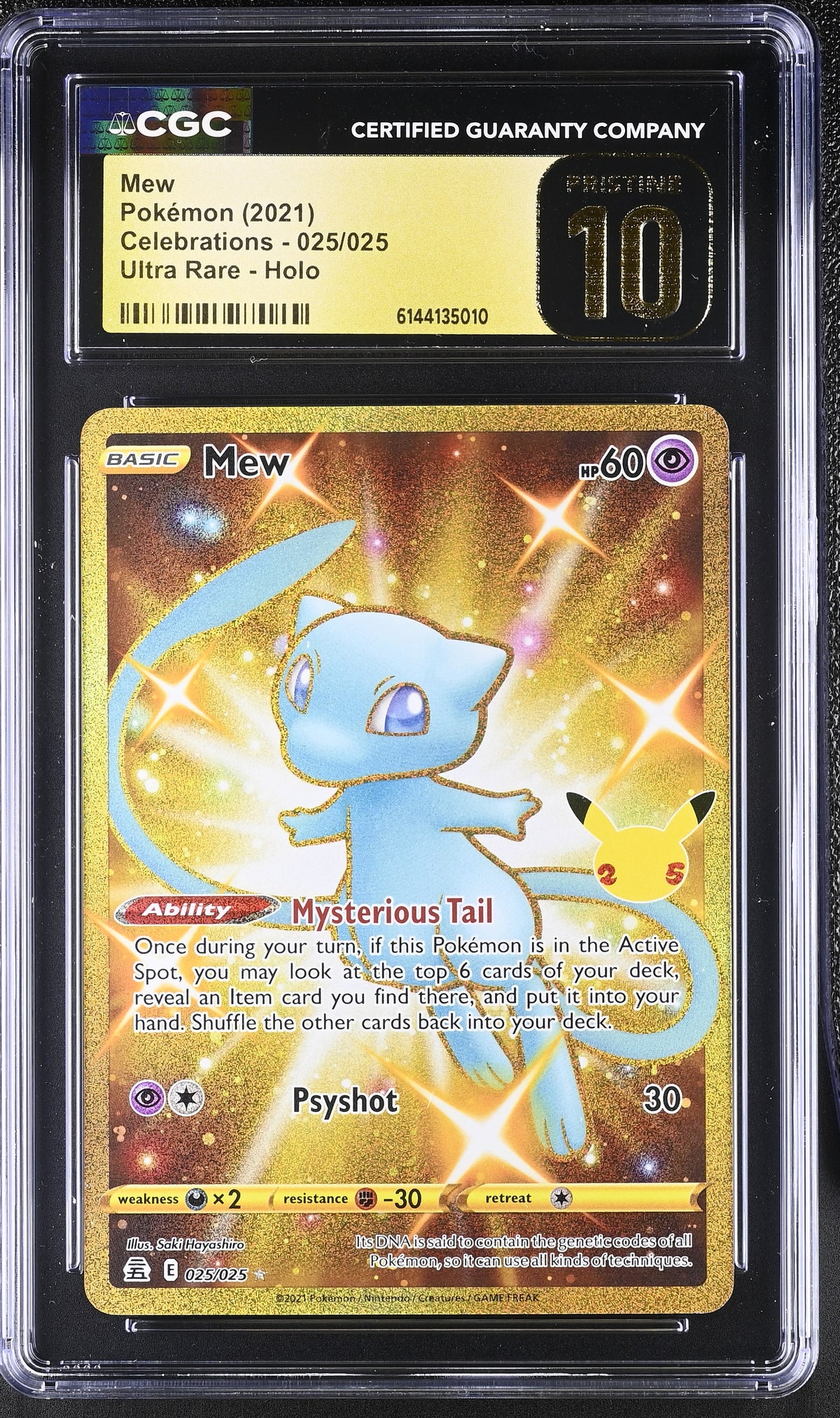 2021 Pokemon Celebrations #025 Mew Ultra Rare CGC Pristine 10 - front of slab