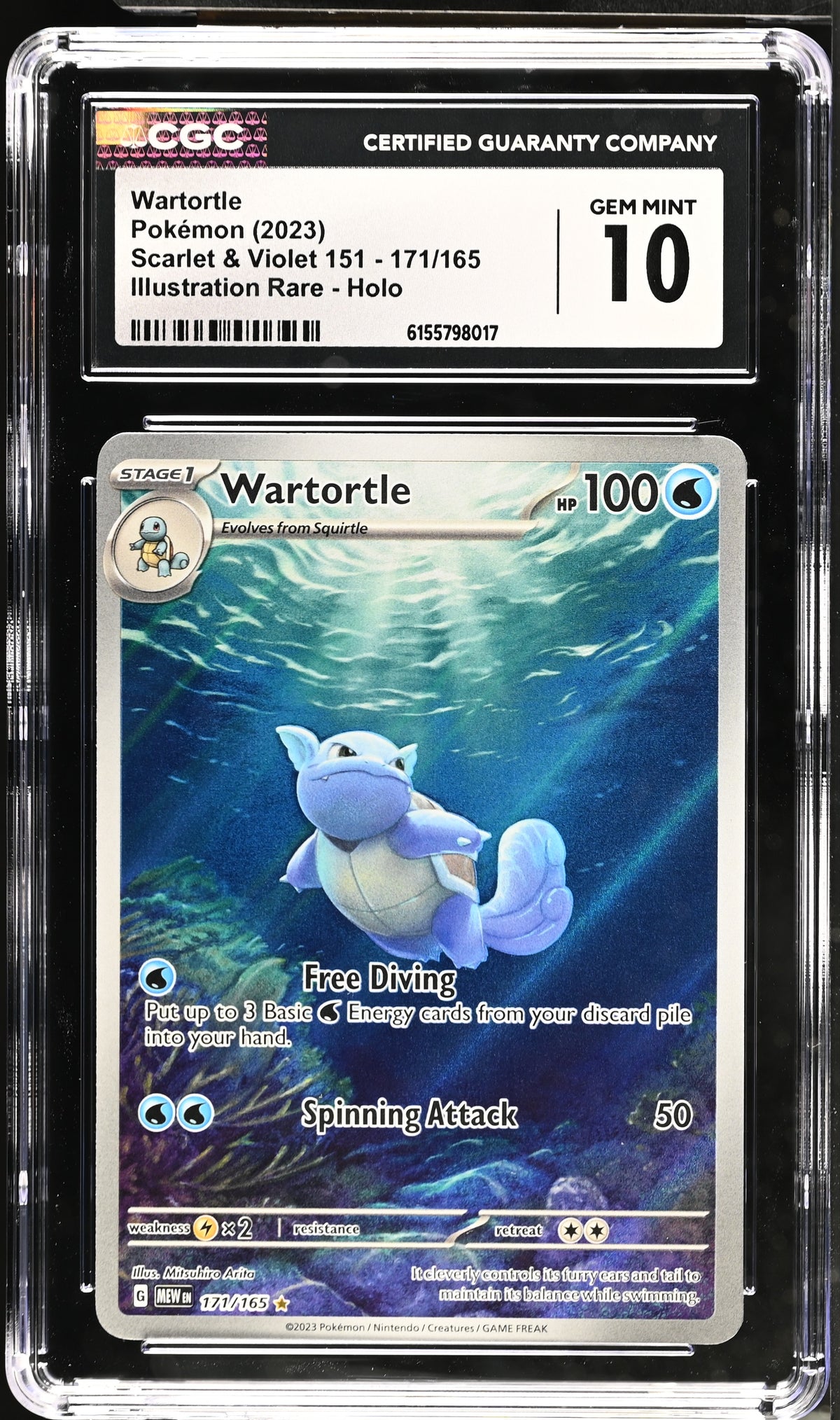 Wartortle 171/165 151 CGC 10 front