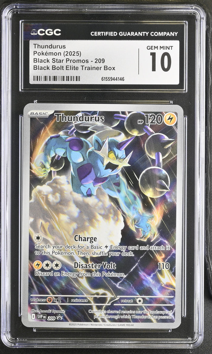2025 Pokemon Black Star Promo #209 Thundurus Black Bolt ETB CGC 10