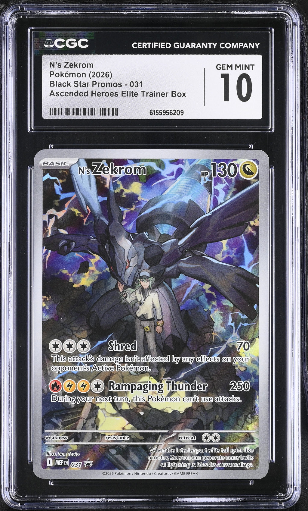 N's Zekrom 031 Ascended Heroes ETB promo CGC 10 front