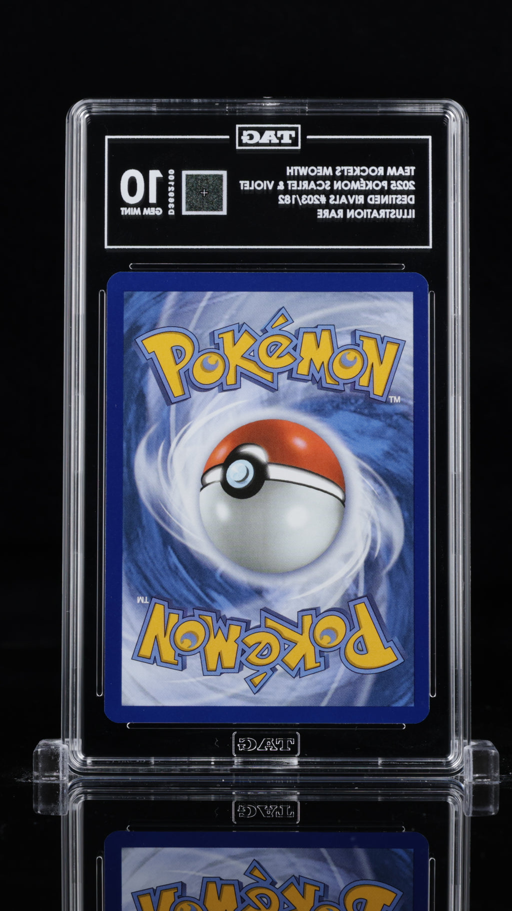 2025 Pokemon Destined Rivals #203 Team Rocket's Meowth Illustration Rare TAG 10 - back of slab