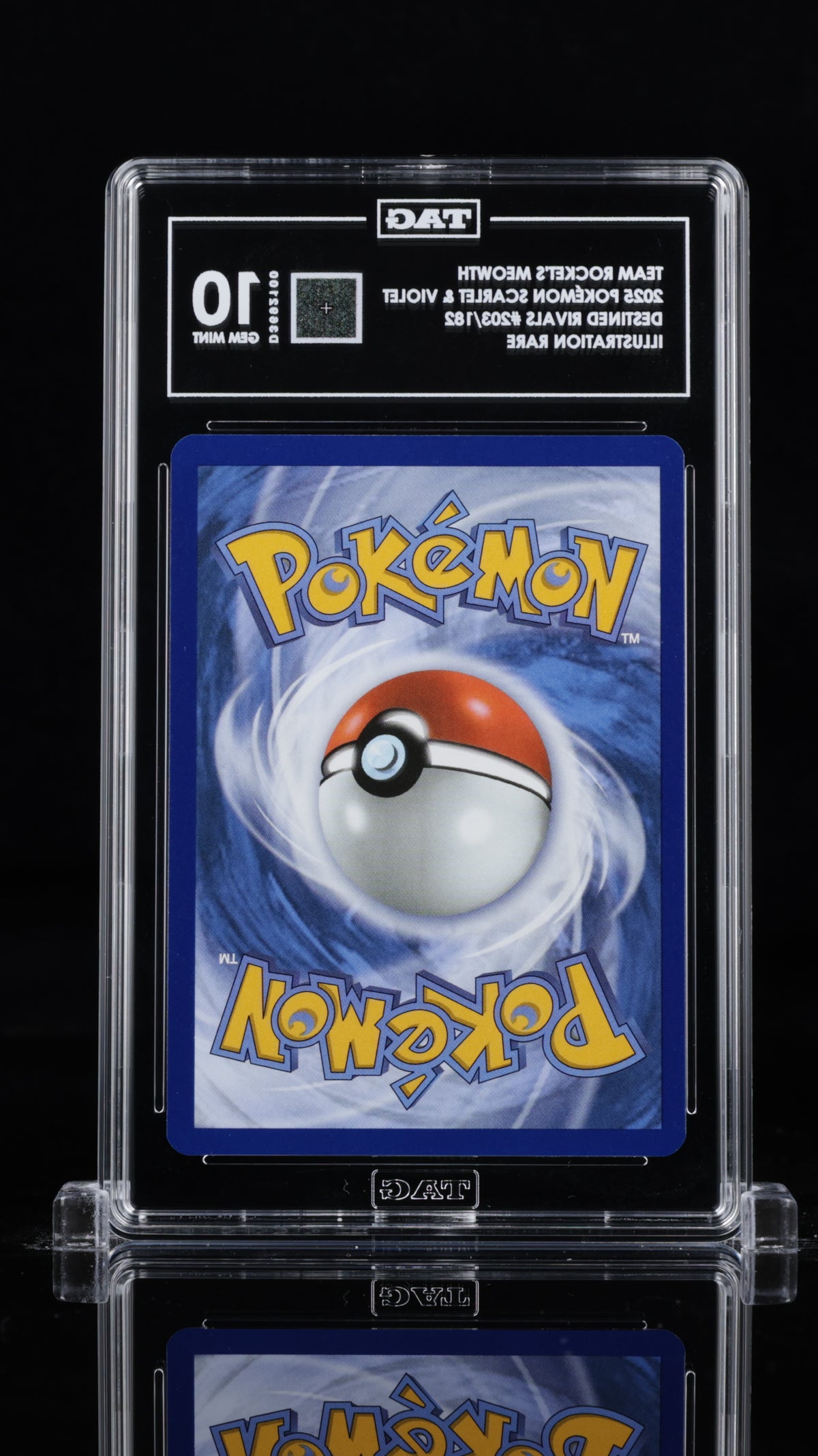 2025 Pokemon Destined Rivals #203 Team Rocket's Meowth Illustration Rare TAG 10 - back of slab