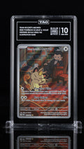 2025 Pokemon Destined Rivals #203 Team Rocket's Meowth Illustration Rare TAG 10 - front of slab