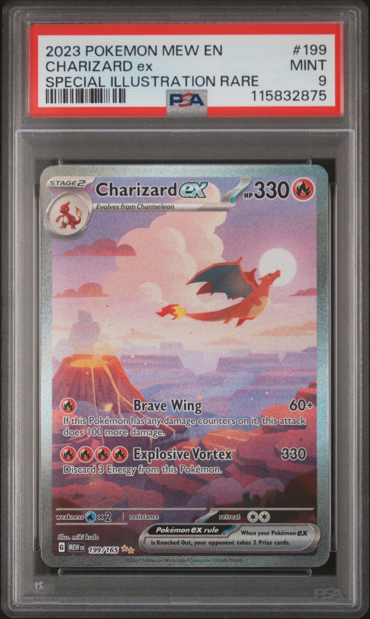 2023 Pokemon 151 #199 Charizard ex Special Illustration Rare PSA 9 - front of slab