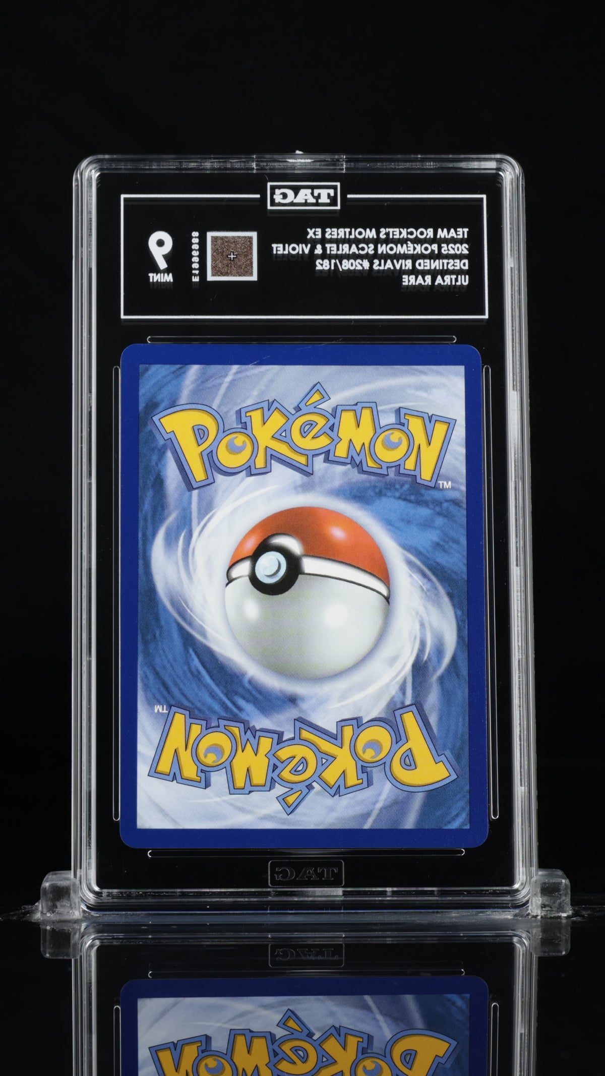 Team Rocket's Moltres ex 208/182 Destined Rivals Ultra Rare TAG 9 back