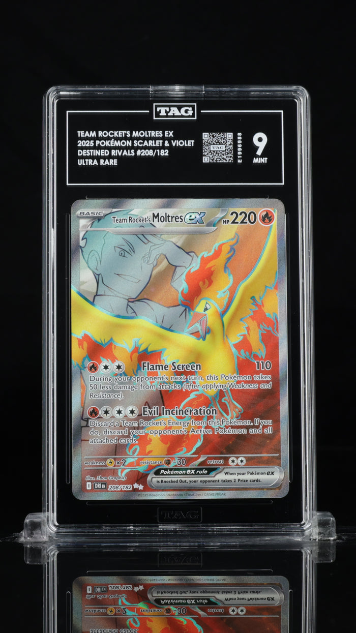 2025 Pokemon Destined Rivals #208 Team Rocket's Moltres ex Ultra Rare TAG 9
