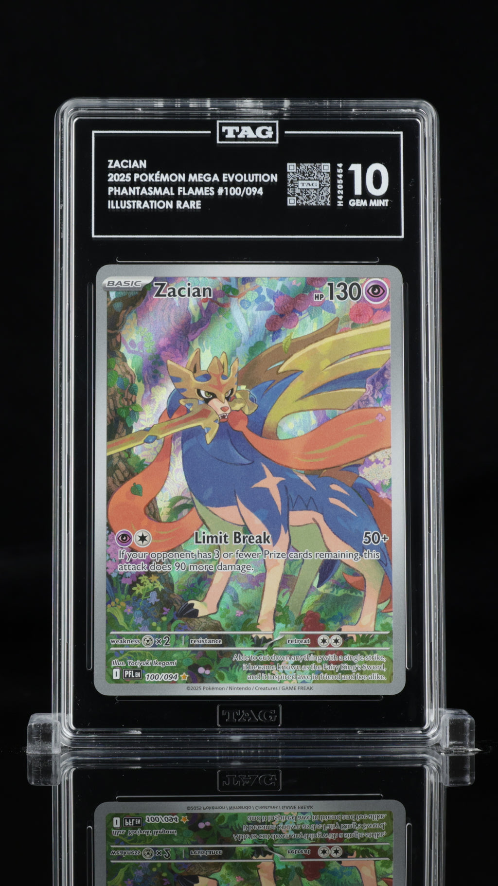 2025 Pokemon Phantasmal Flames #100 Zacian Illustration Rare TAG 10 - front of slab