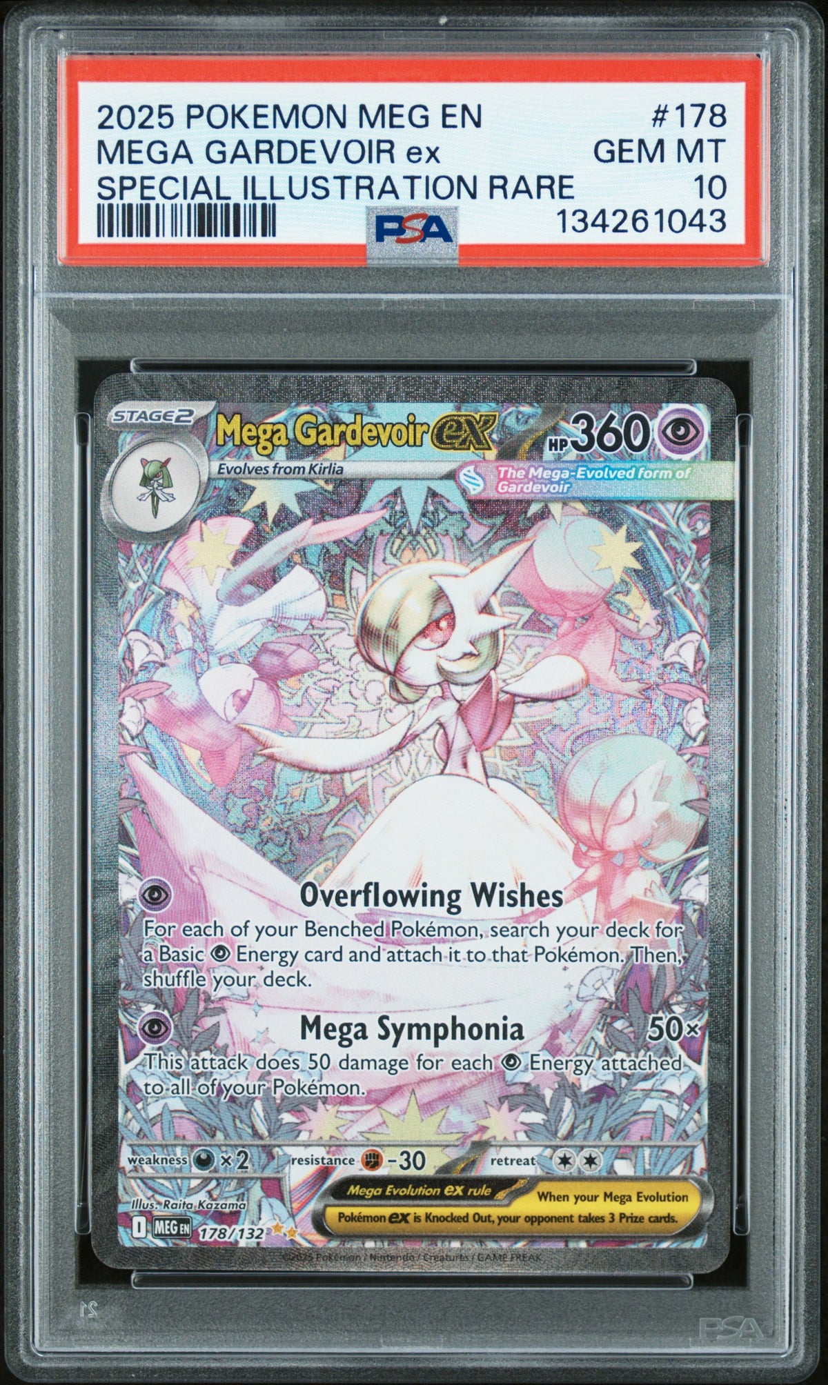 2025 Pokemon Mega Evolution #178 Mega Gardevoir ex Special Illustration Rare PSA 10 - front of slab