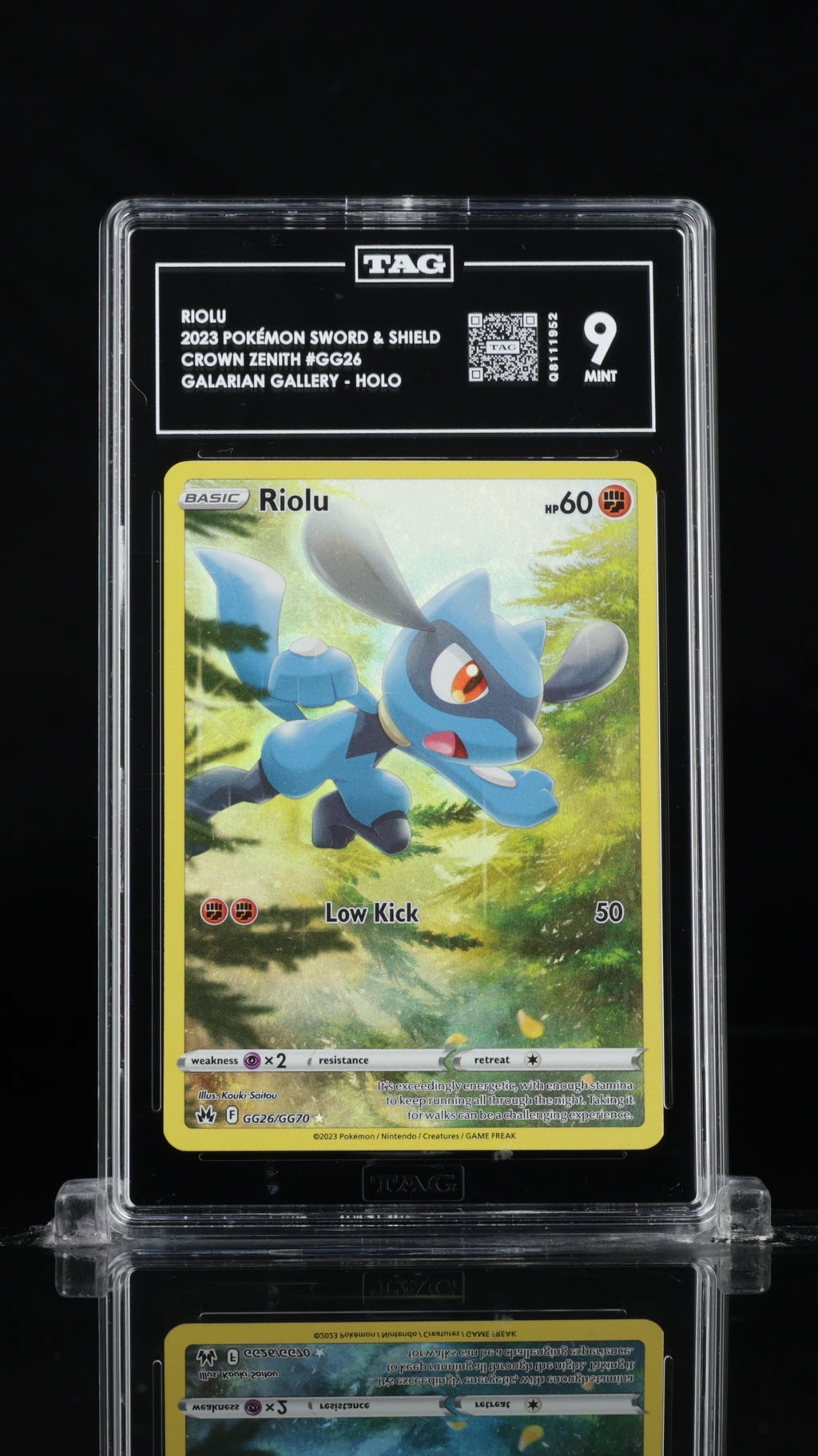 2023 Pokemon Crown Zenith #GG26 Riolu Galarian Gallery TAG 9 - front of slab