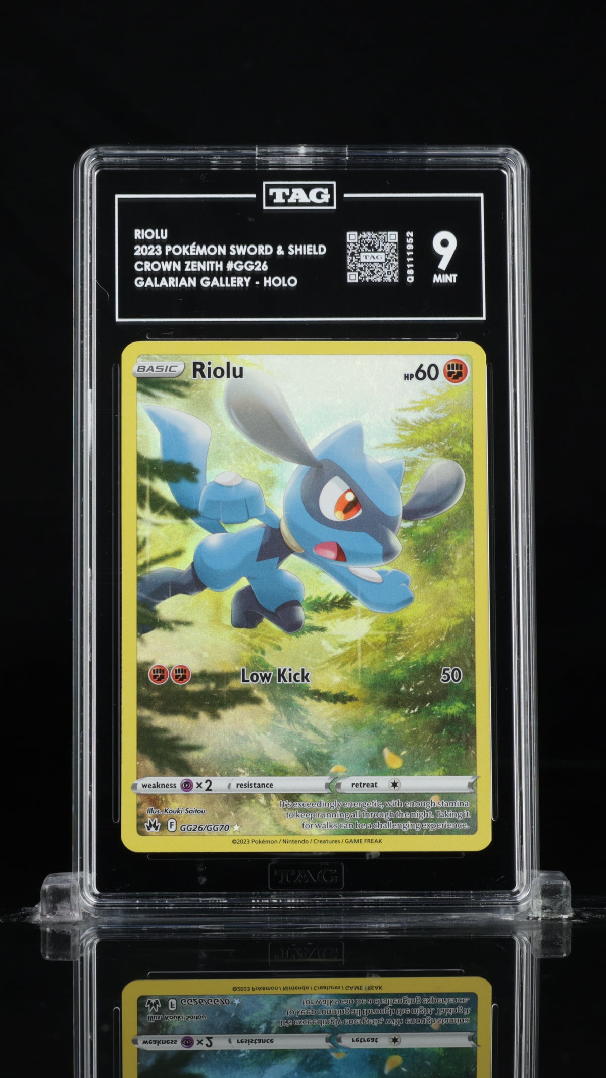 2023 Pokemon Crown Zenith #GG26 Riolu Galarian Gallery TAG 9 - front of slab