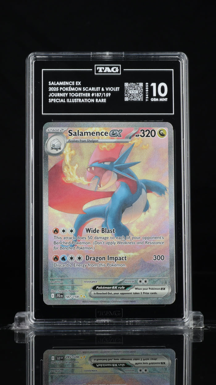 2025 Pokemon Journey Together #187 Salamence ex Special Illustration Rare TAG 10