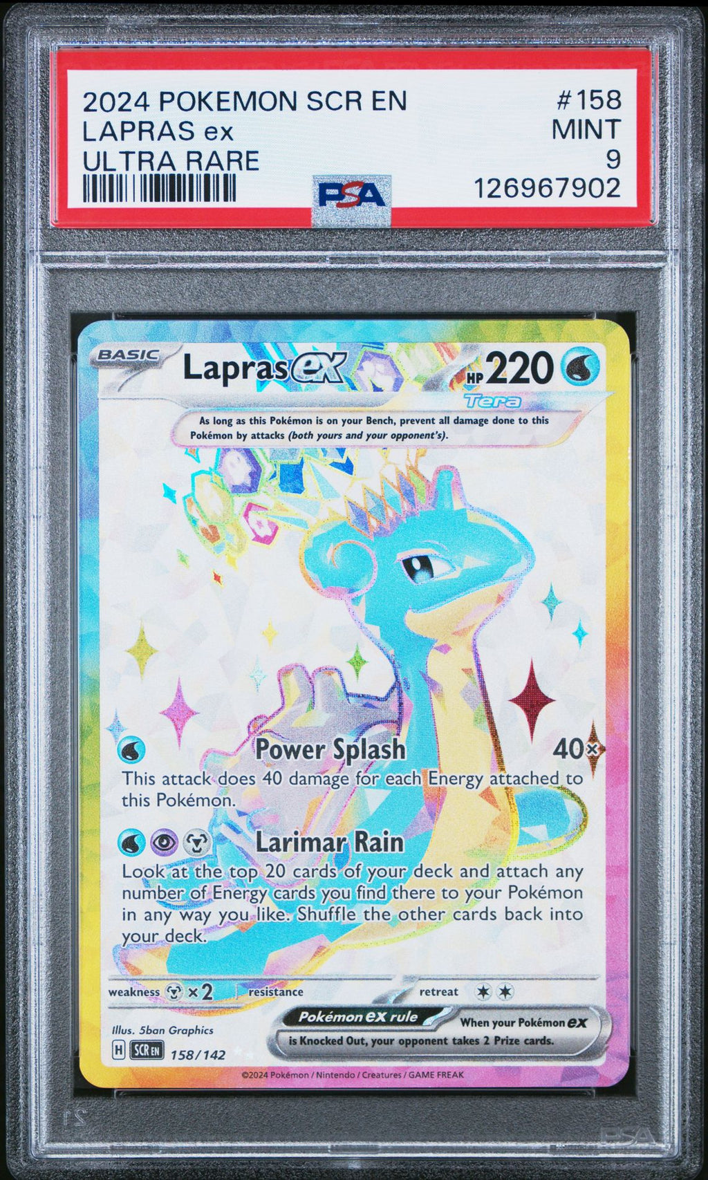 Lapras ex 158/142 Stellar Crown PSA 9 front