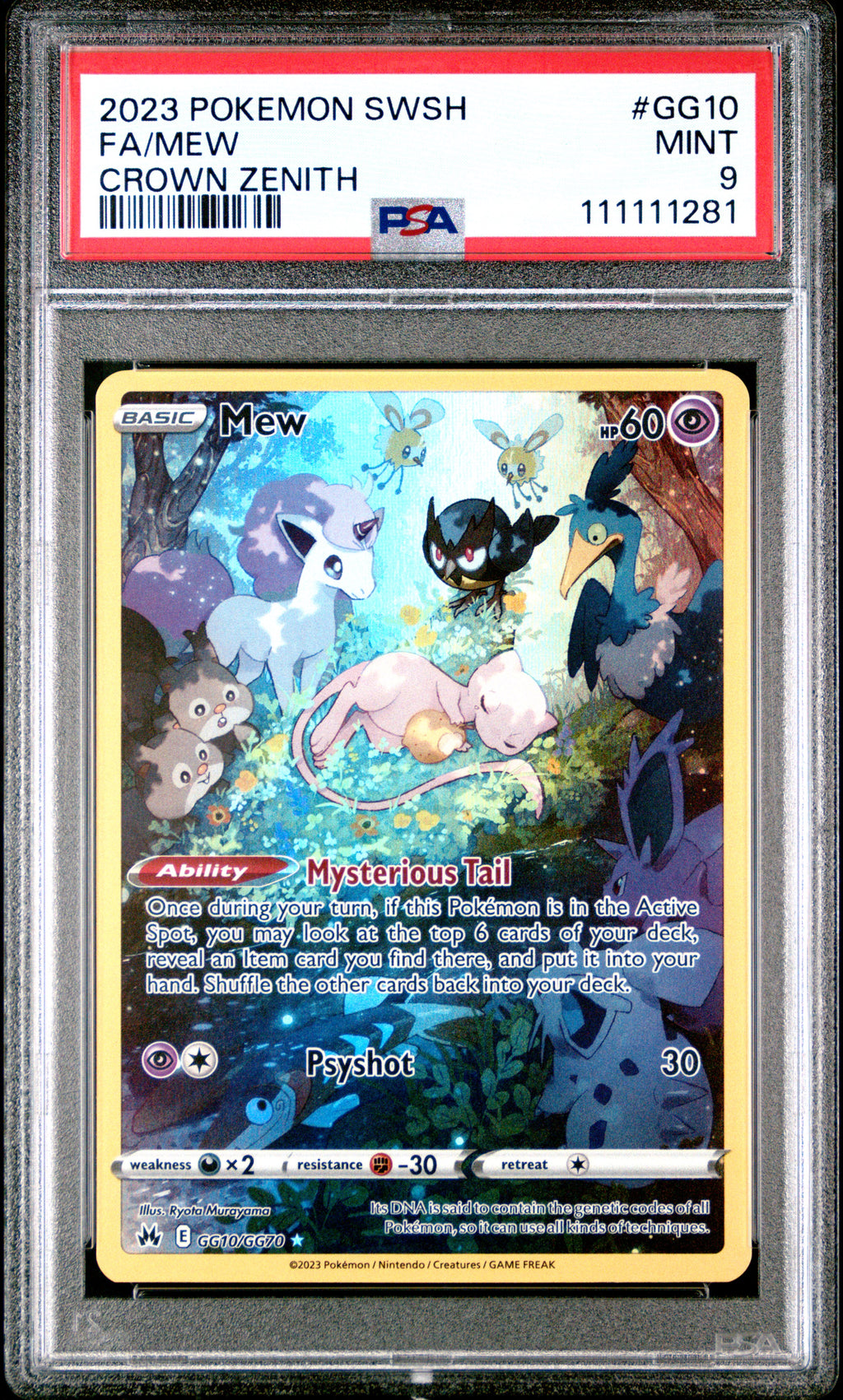 2023 Pokemon Crown Zenith #GG10 Mew Galarian Gallery PSA 9 - front of slab