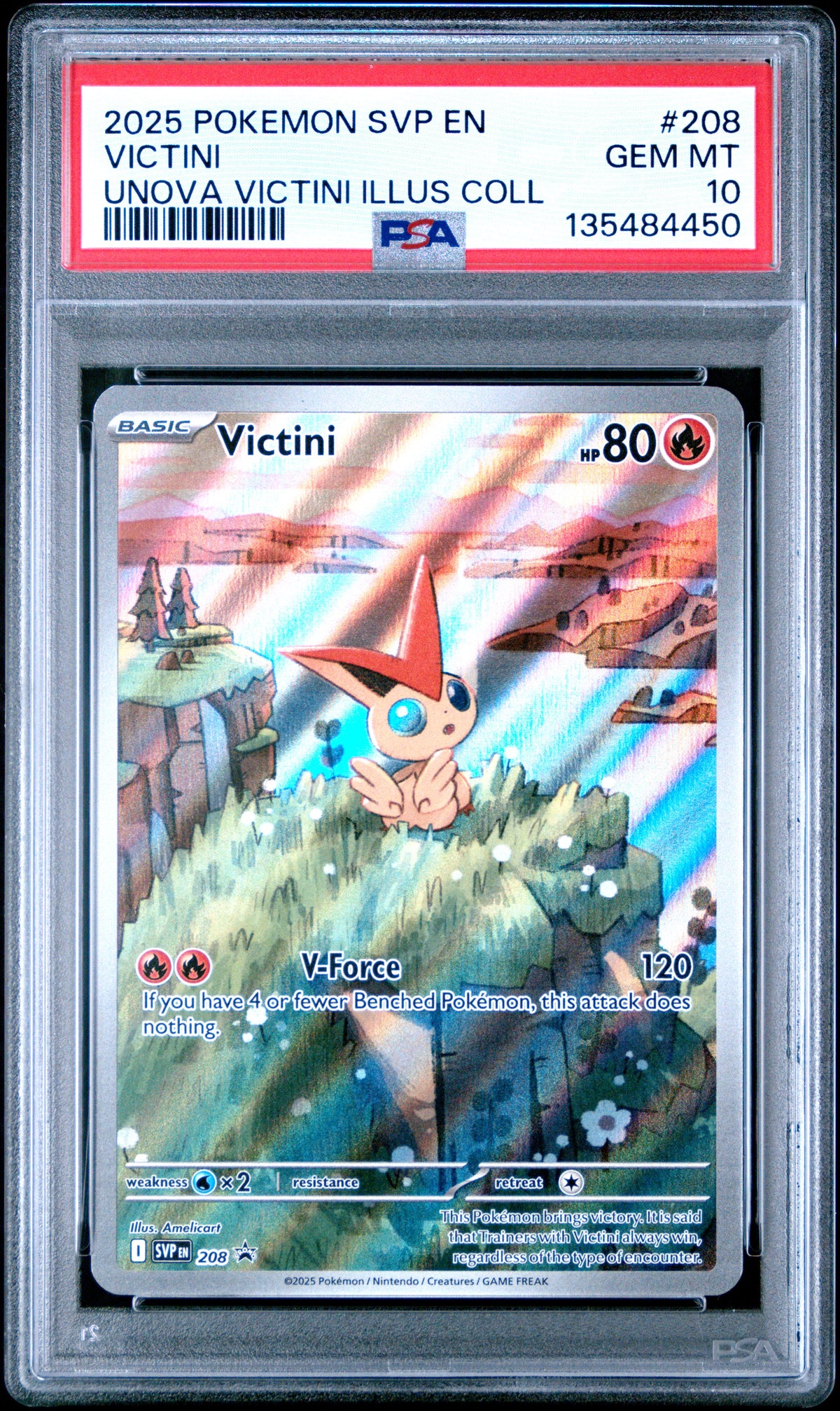 2025 Pokemon Black Star Promo #208 Victini Unova Illustration Collection Promo PSA 10 - front of slab