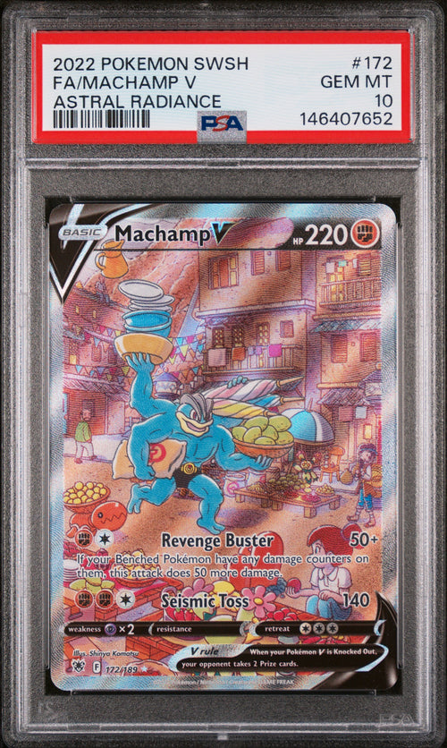2022 Pokemon Astral Radiance #172 Machamp V Full Art PSA 10 - front of slab