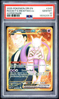 2025 Pokemon Destined Rivals #240 Team Rocket's Mewtwo ex Hyper Rare PSA 10 - front of slab
