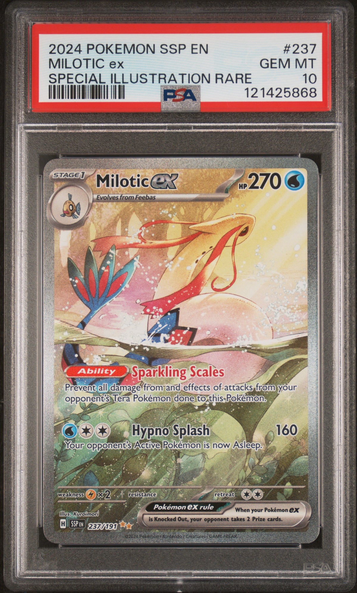 2024 Pokemon Surging Sparks #237 Milotic ex Special Illustration Rare PSA 10 - front of slab