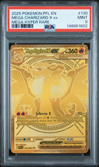 2025 Pokemon Phantasmal Flames #130 Mega Charizard X ex Mega Hyper Rare PSA 9 - front of slab