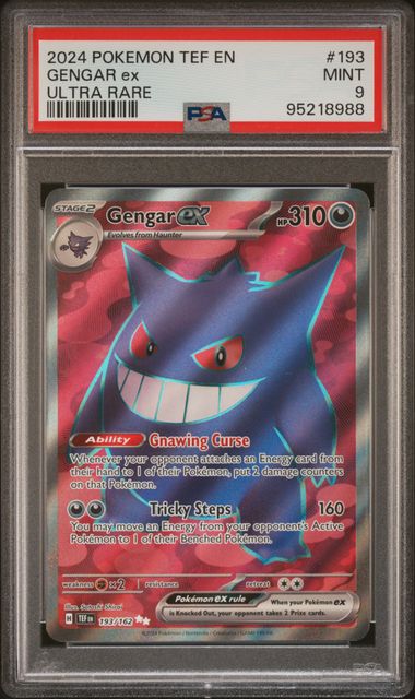 2024 Pokemon Temporal Forces #193 Gengar ex Ultra Rare PSA 9 front