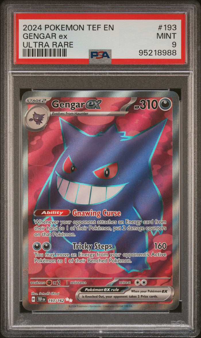 2024 Pokemon Temporal Forces #193 Gengar ex Ultra Rare PSA 9
