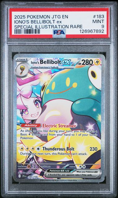 2025 Pokemon Journey Together #183 Iono's Bellibolt ex SIR PSA 9 front