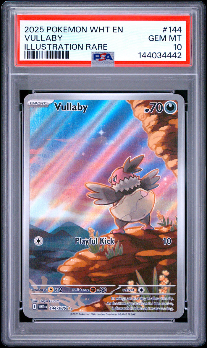 2025 Pokemon White Flare #144 Vullaby Illustration Rare PSA 10